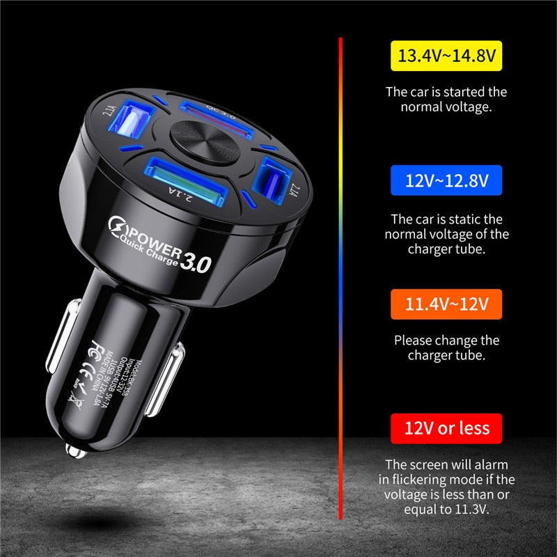 4 port Fast charging car charger 2.0