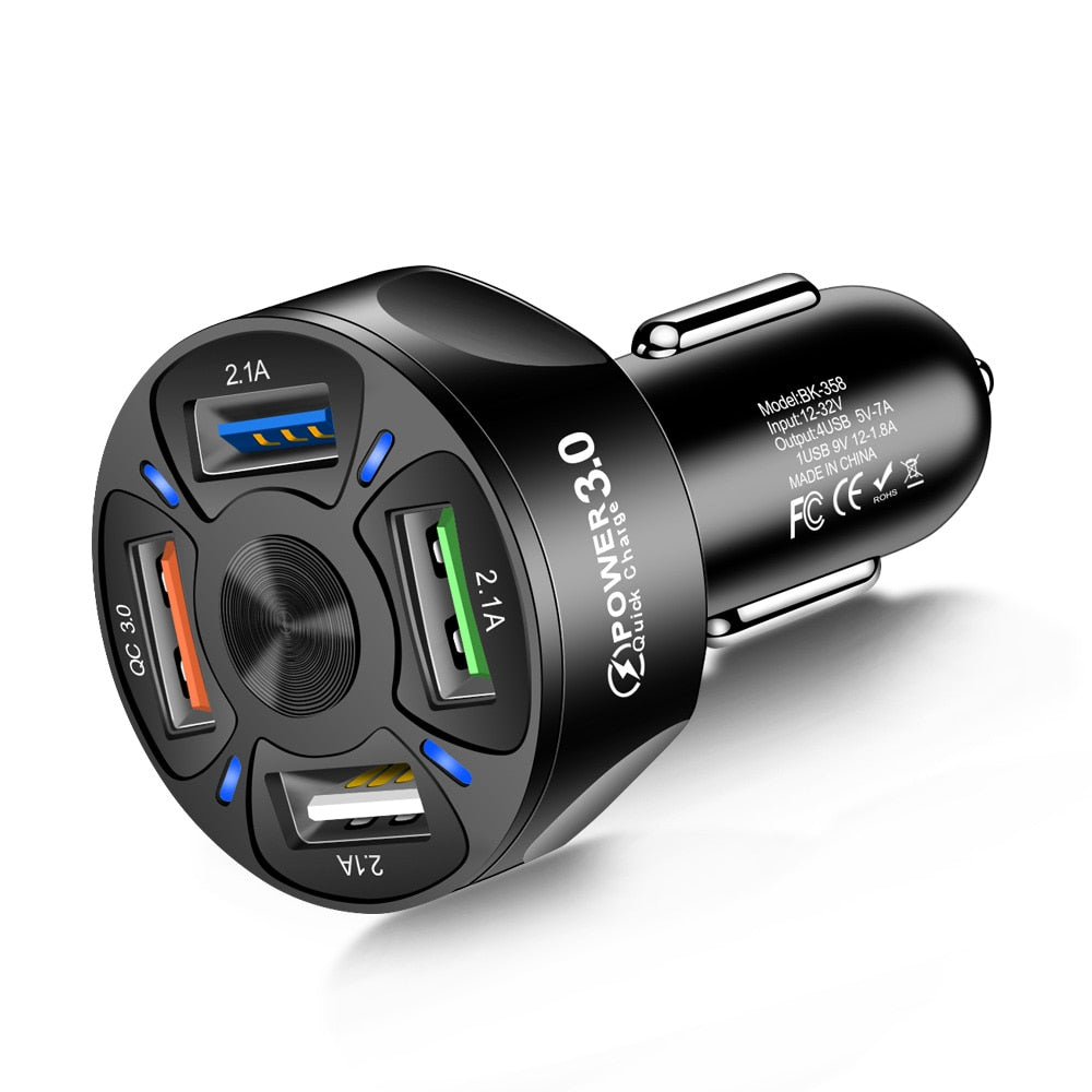 4 port Fast charging car charger 2.0