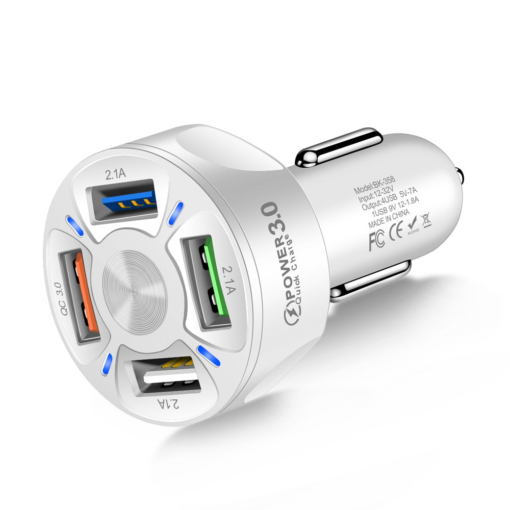 4 port Fast charging car charger 2.0