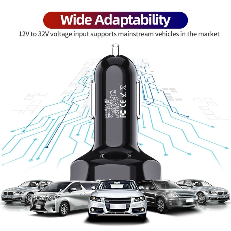 4 port Fast charging car charger 2.0